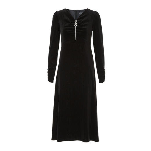 EITIE爱特爱秋季新款气质V领收腰显瘦A摆连衣裙C2307264 商品图6