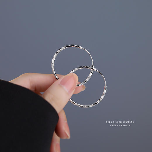 【安娜】S925银棱面大耳圈【YXS-E2803】 商品图3
