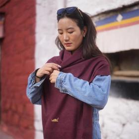 100%藏地牦牛绒围巾【吉祥藏红】时尚保暖 简约透气百搭 男女通用 珠峰logo 围巾披肩两用 秋冬穿搭 礼盒包装