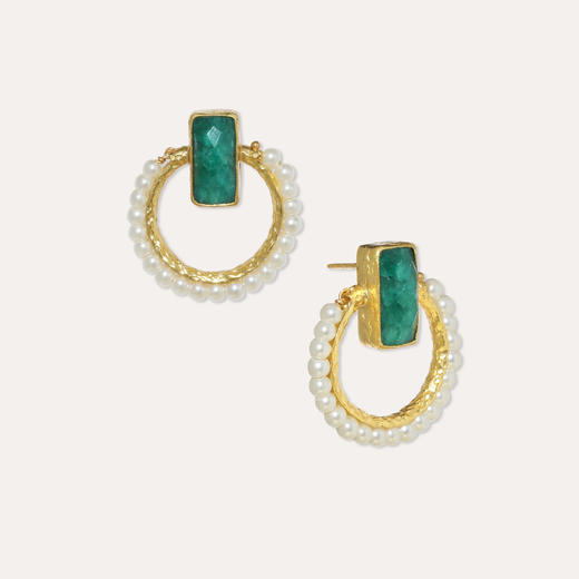 北京仓｜Ottoman Hands-Noelle-绿宝石 耳钉［英国设计师］ 商品图1
