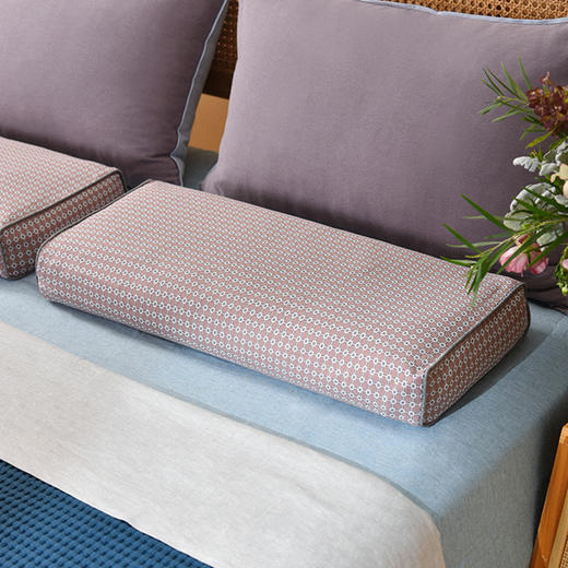 北欧简约格纹长方枕全荞麦壳纯棉护颈枕 商品图2