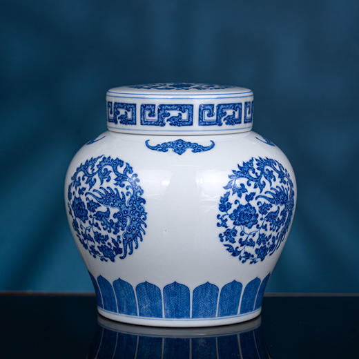 青花凤穿牡丹天字罐 商品图1