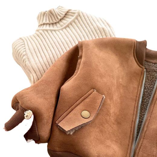 【加绒棒球外套！百搭无烦恼】秋冬新品爆款男女童加厚保暖刺绣，棒球服宝宝拉链衫潮，引领时尚风潮，加绒面料，让孩子个性闪亮 商品图4