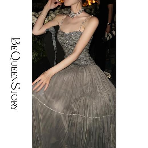 BeQueenStory【昨夜派对】烫钻抹胸50羊毛高奢小香风收腰百搭吊带 商品图4