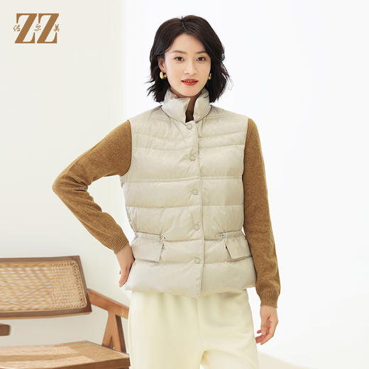 佐尔美冬季新款 时尚百搭无袖立领短款羽绒服女E14YY06 商品图0