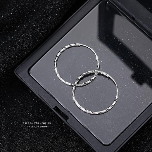 【安娜】S925银棱面大耳圈【YXS-E2803】 商品图2