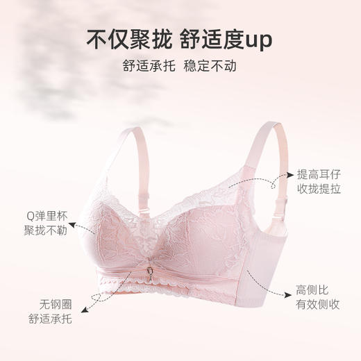熳洁儿 本命年女士内衣新年小胸聚拢文胸浪漫蕾丝上薄下厚无钢圈聚拢舒适收副乳23761511 商品图2