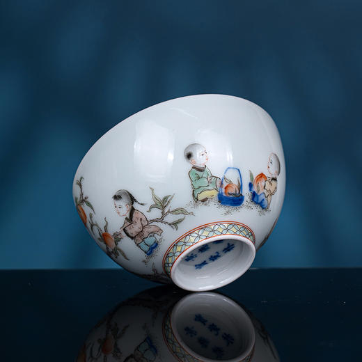 青花加彩描金五子登科九桃杯 商品图2