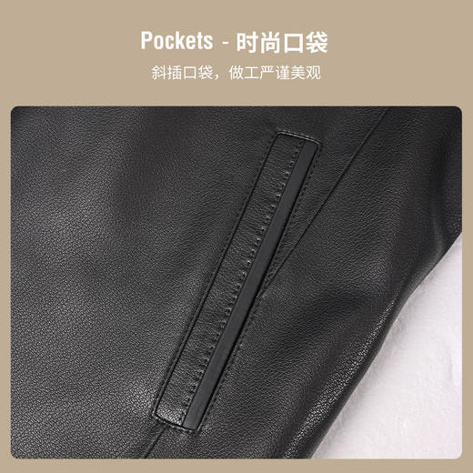 【绵羊皮】圣得西男士真皮皮衣秋季中青立领皮夹克外套2352937511A 商品图3