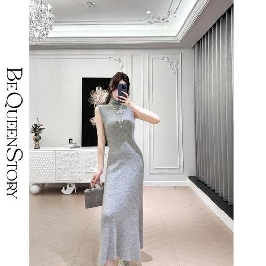 BeQueenStory【天菜曲线】马海毛羊毛混纺高领气质修身背心连衣裙 商品图3