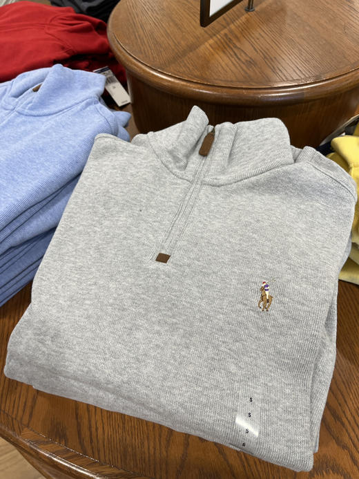 超火！女生穿也超好看~老钱休闲风~RL polo拉夫劳伦男士半拉链棉线翻领针织衫 商品图10