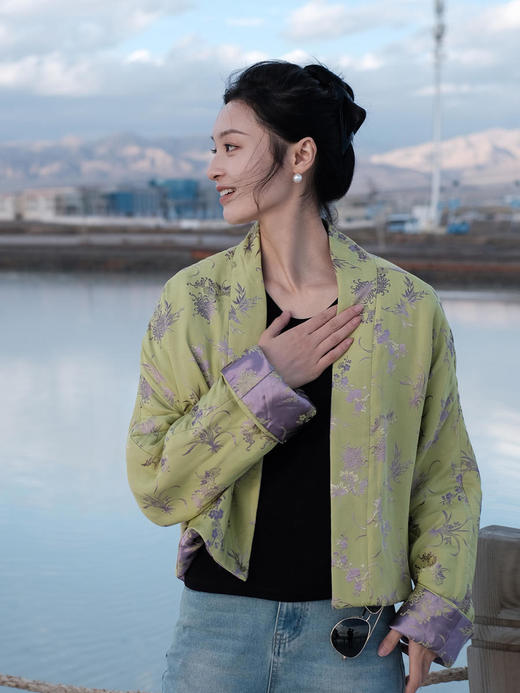 盛唐牡丹 |真丝提花梅兰竹菊双面穿外套（夹棉） 商品图5