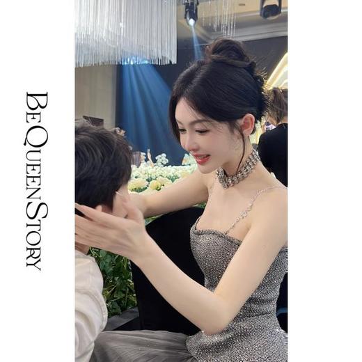 BeQueenStory【昨夜派对】烫钻抹胸50羊毛高奢小香风收腰百搭吊带 商品图2
