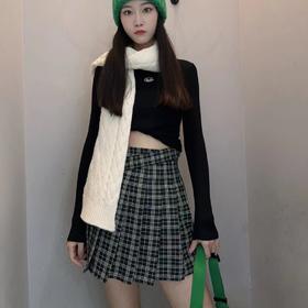 1CMZ黑绿格子纹百褶短裙21017（黑A）D 冬季 290164000028