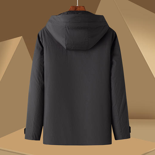 【90白鸭绒】罗蒙秋冬男装暗纹迷彩连帽羽绒服男士中长款保暖外套男士羽绒服 商品图1