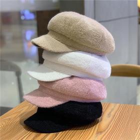 「四色可选！雪尼尔八角帽」新款鸭舌帽女韩版秋冬帽保暖女纯色南瓜贝雷帽潮配饰