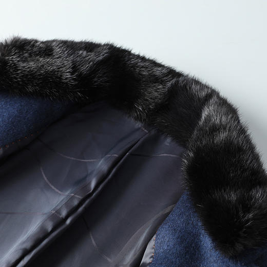 30W2330【100绵羊毛 水貂毛领】罗蒙秋冬男装毛呢大衣男士可脱卸毛领羊毛大衣男羊毛呢子外套 商品图3