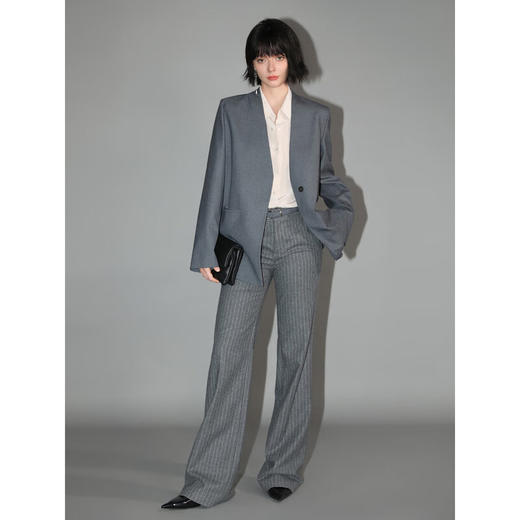 COCOBELLA简约气质裸领精纺西装通勤职业一粒扣西服外套SI69 商品图1