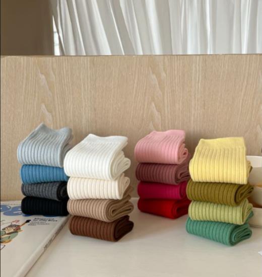 【YW】无忧购森系ins潮纯色精梳棉双针中筒堆堆袜29元5双8011（截单后3-7天发货) 商品图12