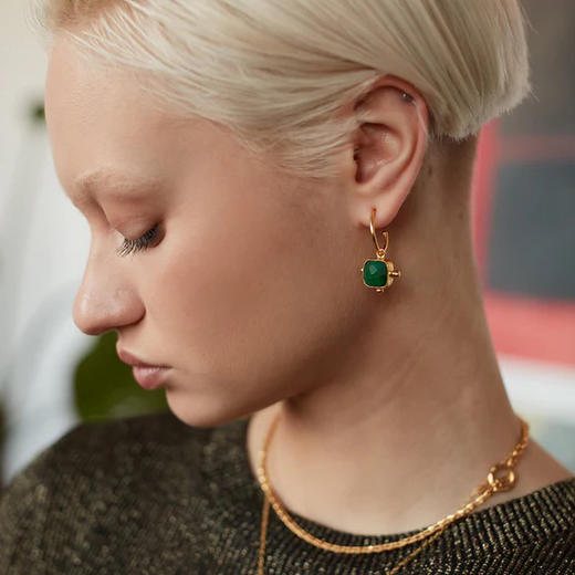 北京仓｜Ottoman Hands-Rhea-绿宝石 耳钉［英国设计师］ 商品图0