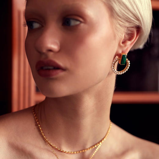 北京仓｜Ottoman Hands-Noelle-绿宝石 耳钉［英国设计师］ 商品图0