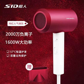 超人（SID）电吹风机家用大功率便携大风力负离子理发店吹风筒智能 RD7610红负离子1600W