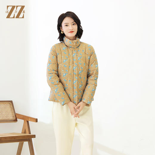 佐尔美冬季新款 时尚双面穿立领碎花短款羽绒服女E14YY18 商品图2