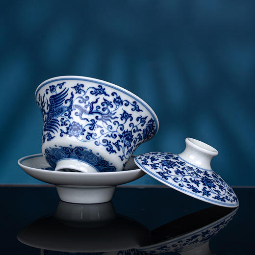 青花莲凤报喜5头茶具 商品图2