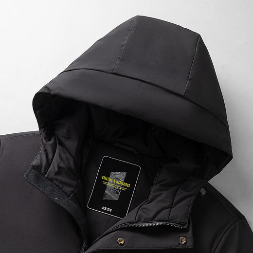 【90白鸭绒】罗蒙秋冬男装暗纹迷彩连帽羽绒服男士中长款保暖外套男士羽绒服 商品图5