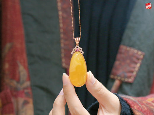 【月夕】蜜蜡吊坠，925银镶 商品图4