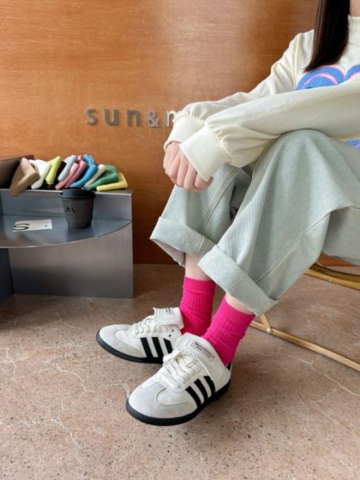 【YW】无忧购森系ins潮纯色精梳棉双针中筒堆堆袜29元5双8011（截单后3-7天发货) 商品图7