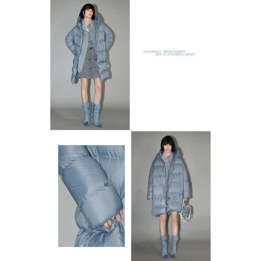 COCOBELLA热压无缝轻型保暖连帽羽绒服90绒子白鸭绒防寒服DC42 商品图3