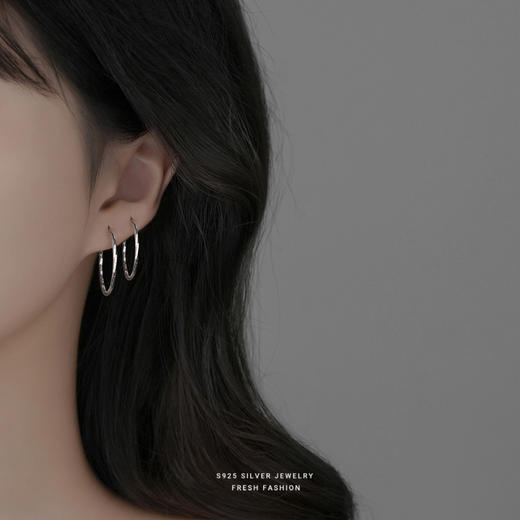 【安娜】S925银棱面大耳圈【YXS-E2803】 商品图1