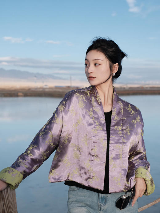 盛唐牡丹 |真丝提花梅兰竹菊双面穿外套（夹棉） 商品图3
