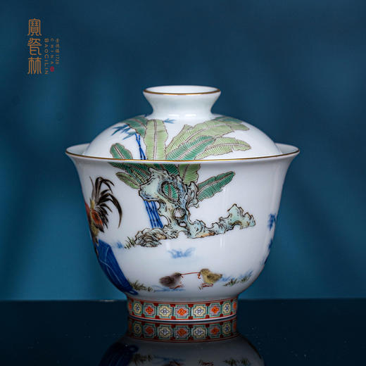青花加彩大吉大利盖碗 商品图0