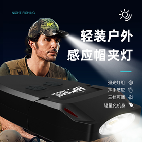 【积分】佳钓尼感应头灯钓鱼专用可充电强光超亮LED夹帽灯夜钓户外