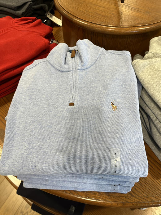 超火！女生穿也超好看~老钱休闲风~RL polo拉夫劳伦男士半拉链棉线翻领针织衫 商品图11