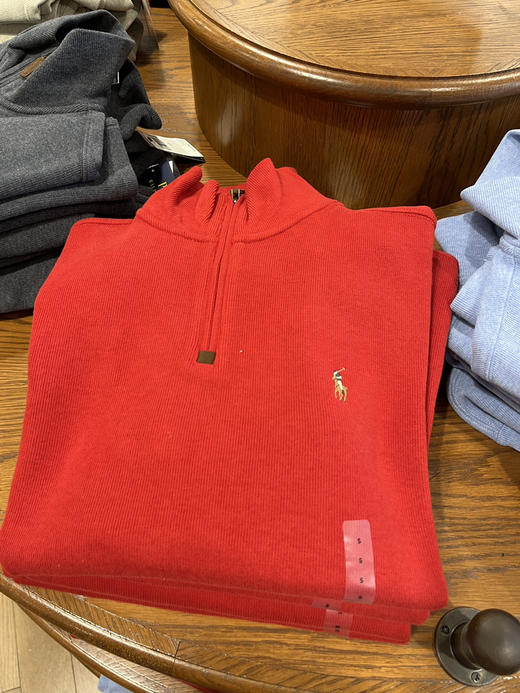超火！女生穿也超好看~老钱休闲风~RL polo拉夫劳伦男士半拉链棉线翻领针织衫 商品图12