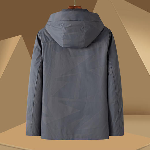 【90白鸭绒】罗蒙秋冬男装暗纹迷彩连帽羽绒服男士中长款保暖外套男士羽绒服 商品图3