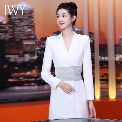 IWY/ 高端气质西装连衣裙女腰部国风设计感上镜职业裙秋冬长袖工作装FYQ236 商品图2