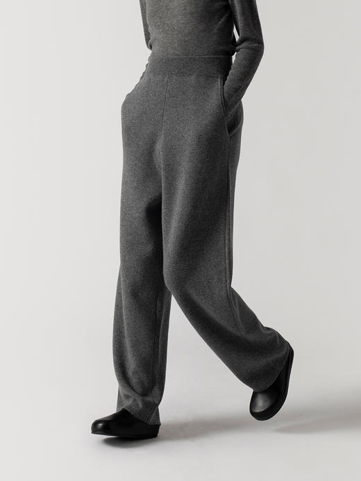 重磅羊毛羊绒针织直筒裤 商品图0