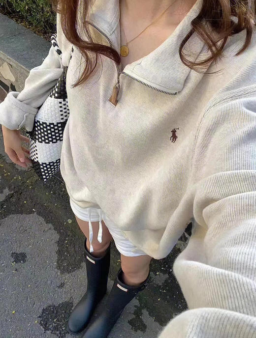 超火！女生穿也超好看~老钱休闲风~RL polo拉夫劳伦男士半拉链棉线翻领针织衫 商品图4