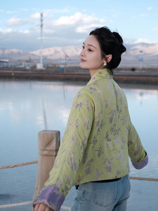 盛唐牡丹 |真丝提花梅兰竹菊双面穿外套（夹棉） 商品图6