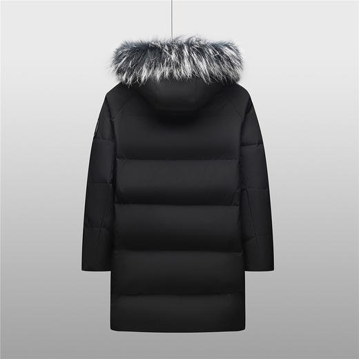 【白鹅绒 银貉子毛领】罗蒙秋冬中长款羽绒服男士休闲连帽款可拆卸毛领羽绒服外套 商品图9