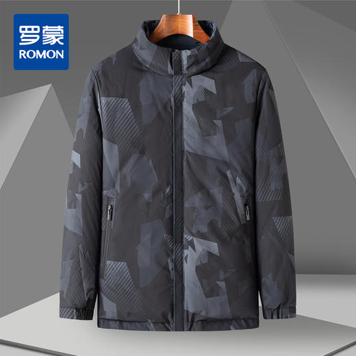 30W2319【双面穿】罗蒙秋冬男装羽绒服男暗纹迷彩连帽羽绒服男士保暖羽绒外套男 商品图3