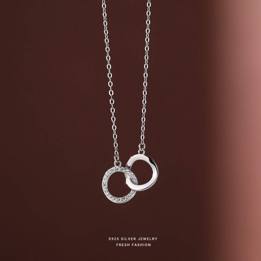 【环环相扣】S925银镶钻项链【YXS-F3679】