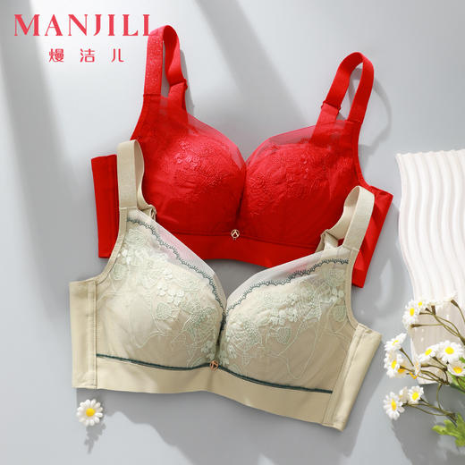 【商场同款】熳洁儿 轻塑调整文胸小胸聚拢中国红记忆钢圈收副乳AB杯花境系列23701303 商品图3