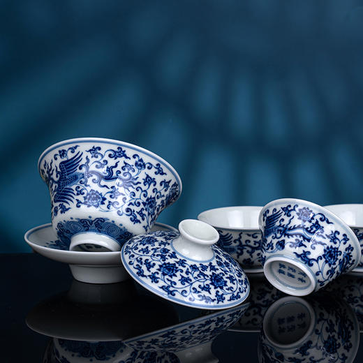 青花莲凤报喜5头茶具 商品图1
