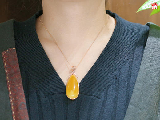 【花晨】蜜蜡吊坠，925银镶 商品图5