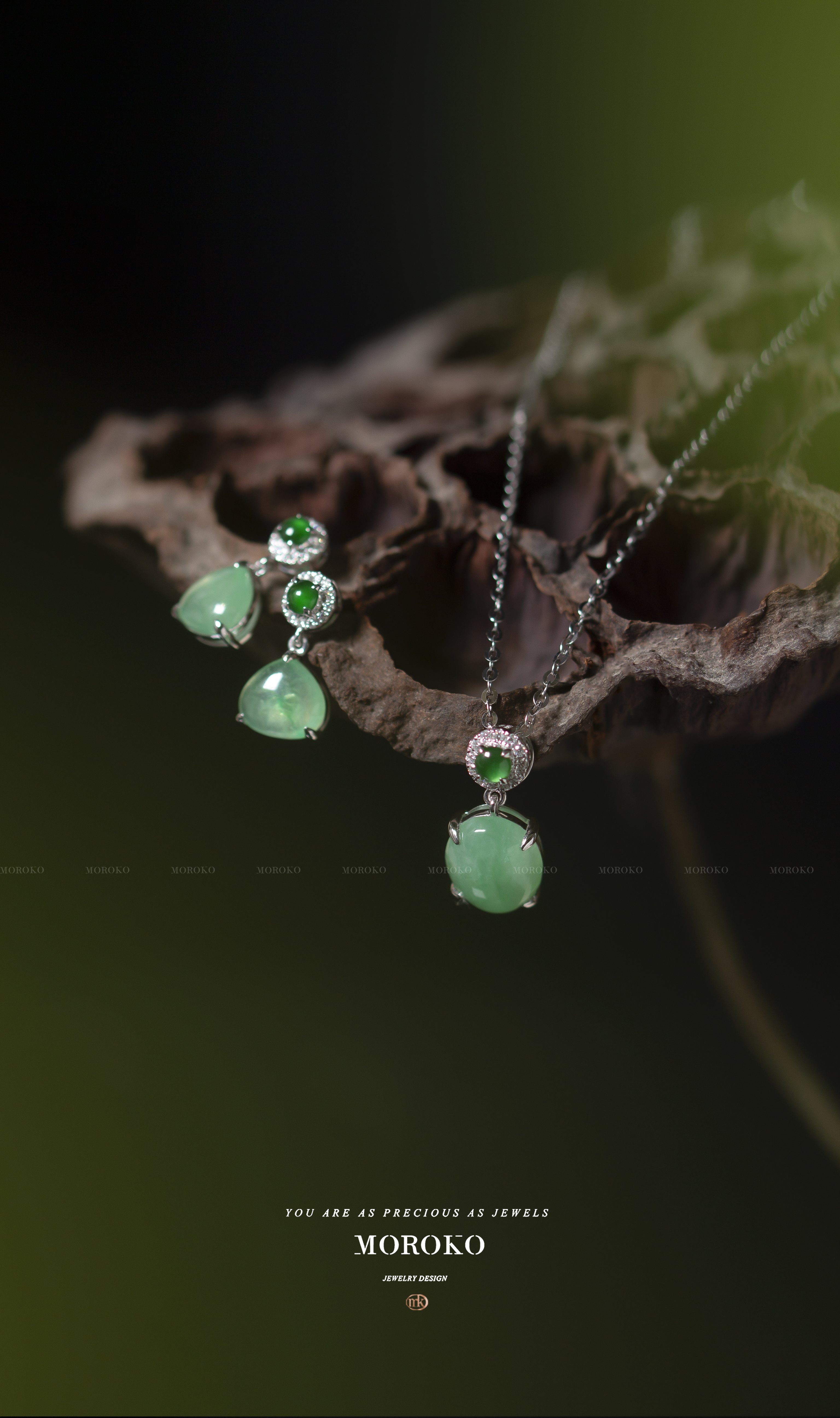 寒月套系「项链&耳钉」